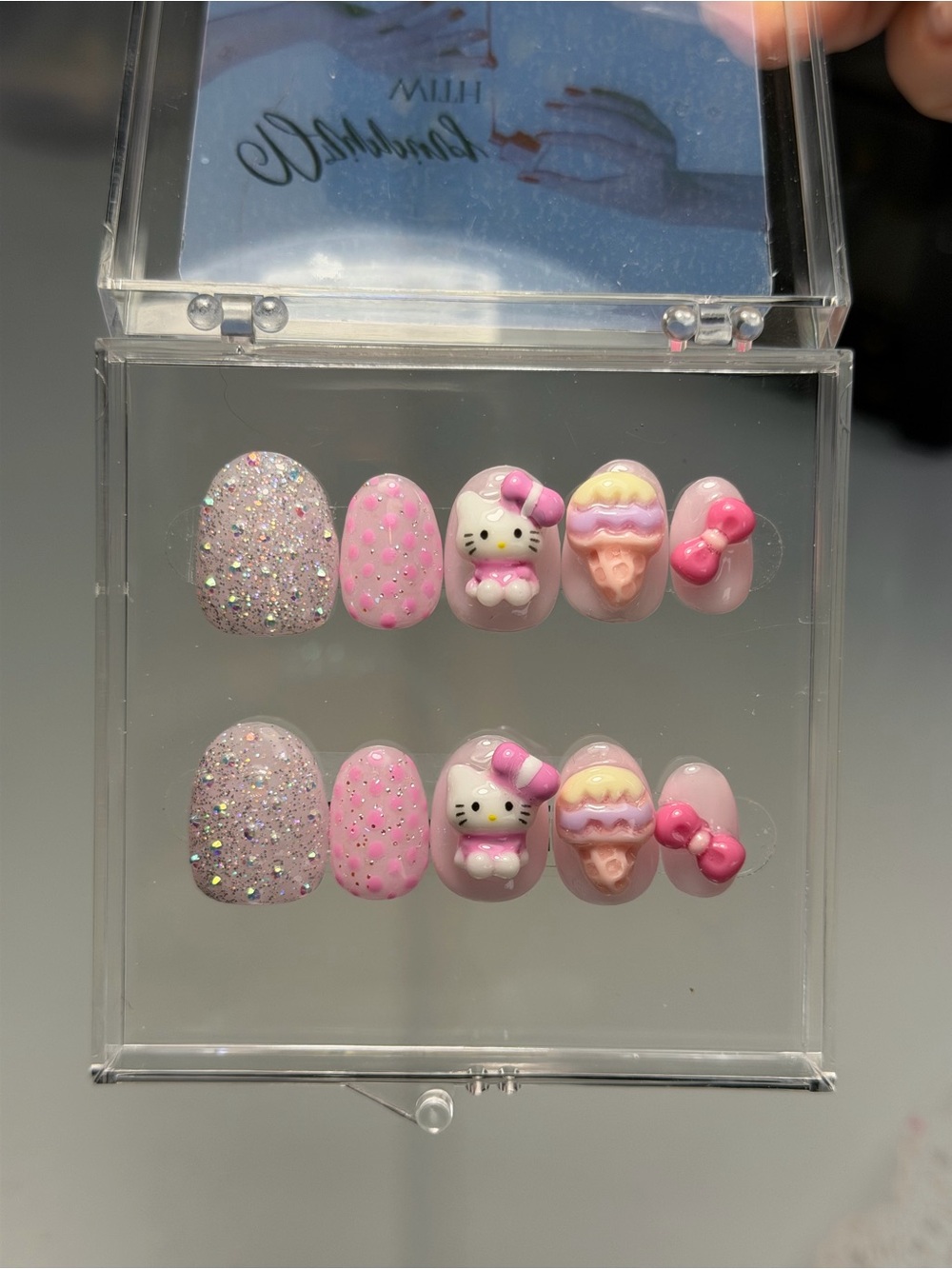 Pink Hello Kitty 3D Press-On Nail Set